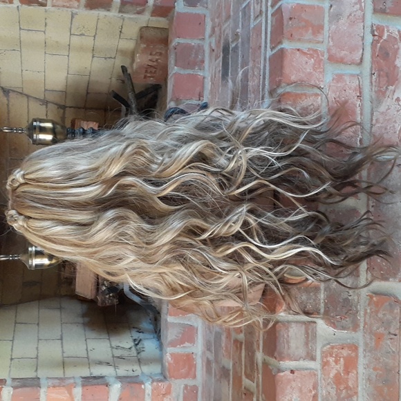 Long Two Toned Blonde W/ Braides Lacefront Wig - Picture 4 of 9